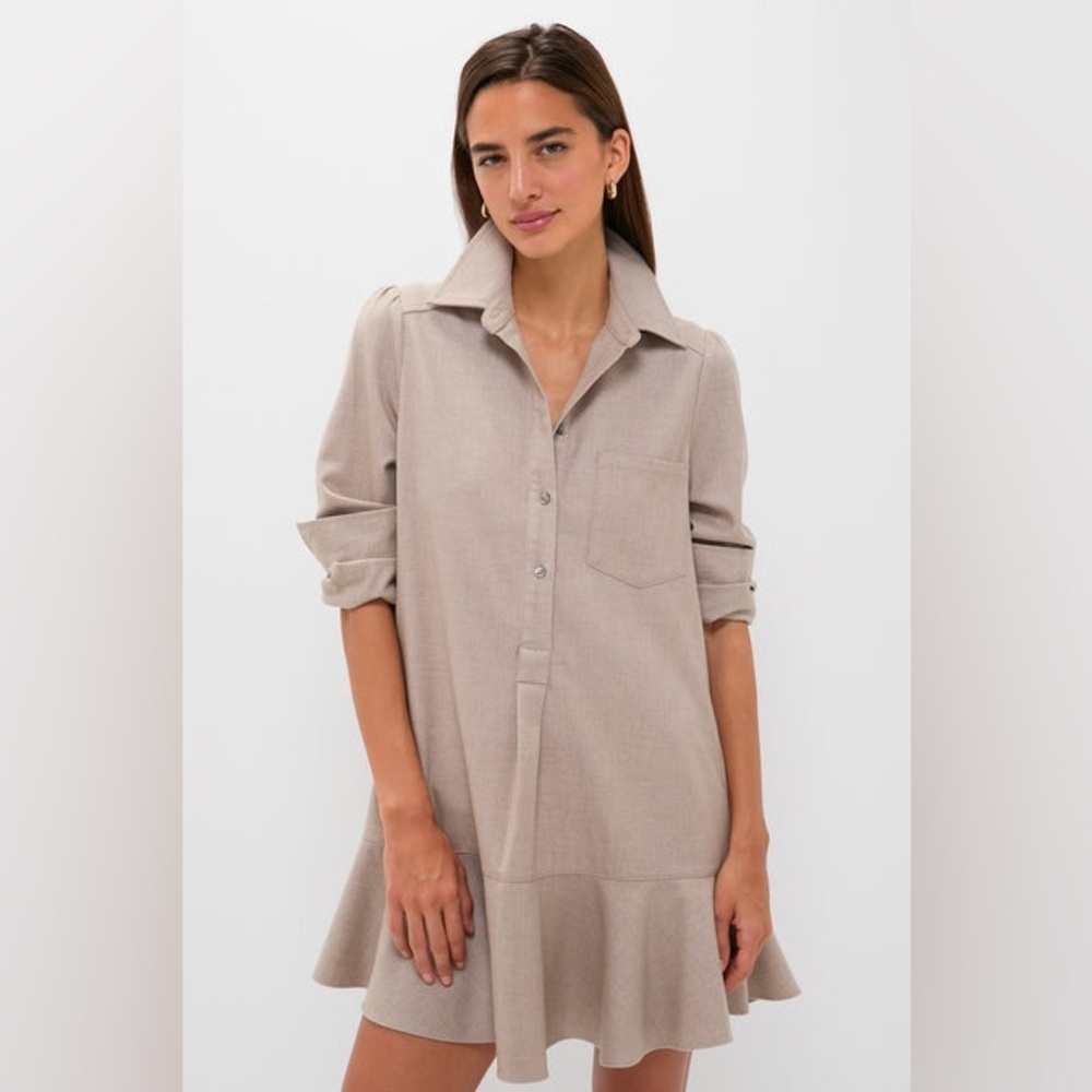 Tuckernuck Beige Long-Sleeve Shirt Dress